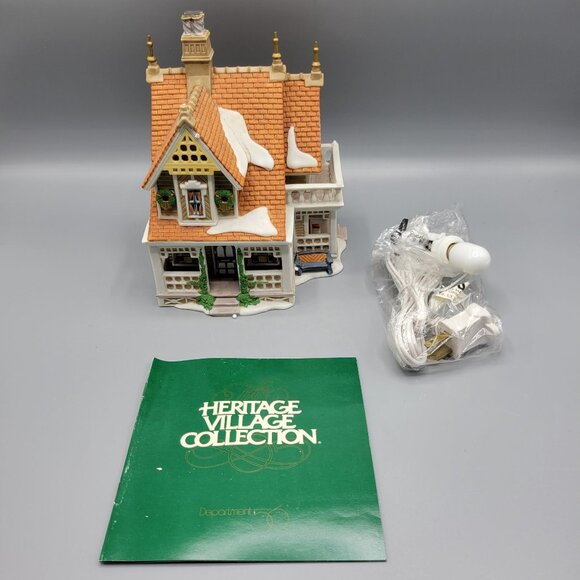 Vintage Dept 56 Heritage Village "Bobwhite Cottage" Lighted House Porcelain CHIP - Picture 4 of 16